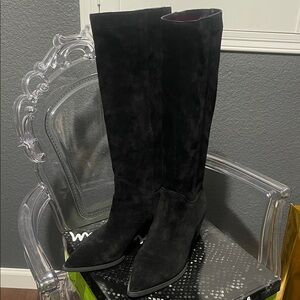 Sam Edelman Rowena Knee High Boot Black Suede 8.5